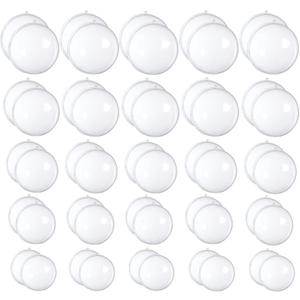 50 Set 100PCS Clear Plastic Fillable Ornaments,Transparent DIY Christmas Fillable Ball,Plastic DIY Fillable Decoration Balls 5 Different Sizes for Christmas Tree,Wedding,Party,Home Decor