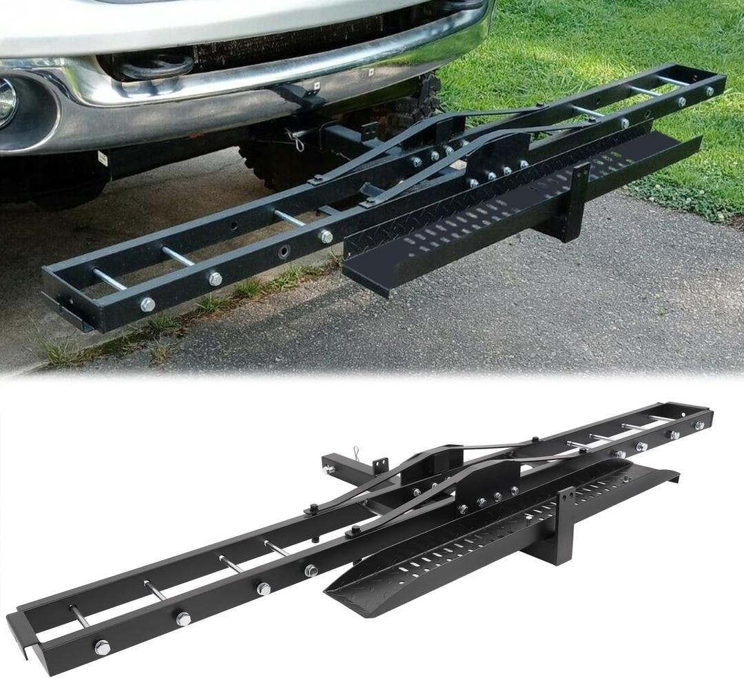 600LBS Steel Motorcycle Scooter Dirtbike Carrier Hauler Hitch Mount Rack Ramp Anti Tilt