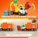 JOYIN Large Friction Powered Garbage Truck Toy Set, Includes Dumpster, Trash Bins, and Learning Cards for Kids, Orange