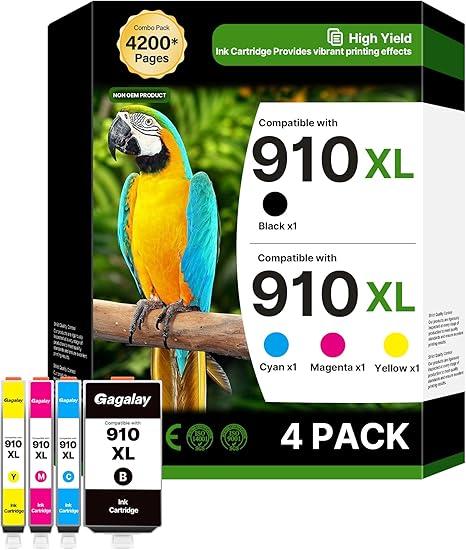 910XL Ink Cartridges Combo Pack for HP 910 Ink Cartridges for HP Printers HP910XL 910 Multipack XL Color HP910 910XL Black and Color Combo Pack Work for Office Jet Pro 8020 8010 8015 Printers, 4 Pack