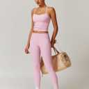 ABOCIW Workout Sets for Women 2 Piece Padded Sports Bra Tank Top High Waist Leggings Sets Gym Yoga Outfits (Pink, M)