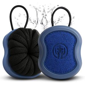 Shower Scrubber for Body 2-in-1 : 2 - Pack High Foaming Body Scrubber Exfoliator for Men, Ergonomic Shower Scrub, Deep Exfoliating Travel Bath Brush Loofah for Women, Durable Skin Wash Tool