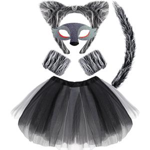6 Pcs Wolf Costume Kits for Women - Wolf Ears Headband Tail Mask Bowtie Gloves Tutu for Halloween Adults Animal Dress Up Supplies 6 Pcs Wolf Costume Kits for Women - Wolf Ears Headband Tail Mask Bowtie Gloves Tutu for Halloween Adults Animal Dress Up Supplies