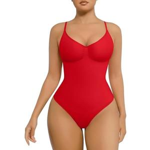FeelinGirl Shapewear Bodysuit for Women Tummy Control Seamless Sculpting Snatched Waist Body Suit Body Shaper Thong, XS/S