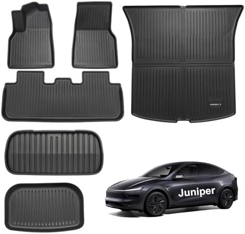 Pedigree 2025-2026 3D TPE All-Weather New Floor Mats for Tesla Model Y Juniper -Custom Fit 6-Piece Set with Trunk Liner Heavy Duty,Odorless Rubber Protection