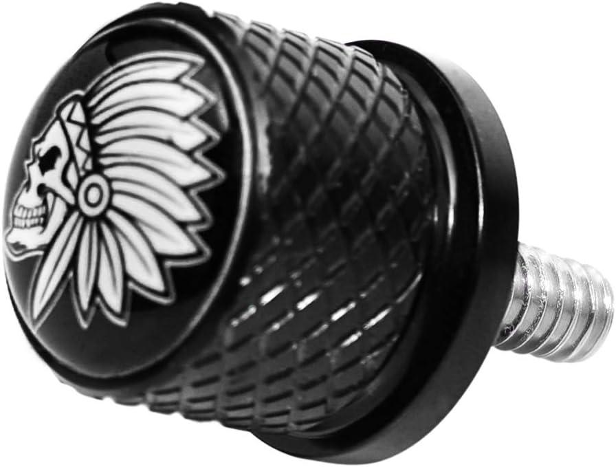 Black Stainless Knurled Fender Seat Bolt Screw 1/4"-20 Thread Compatible with Harley Sportster Touring Softail Dyna CVO Electra Glide Street Glide 1996-2020- Indian Skeleton