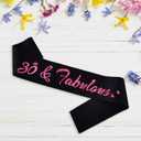 2 x 30 & Fabulous Birthday Sash, 30th Birthday Gifts idea for women, Funny 30th Birthday Party Suppiles, Black+ Pink(30 & Fabulous)