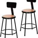 OEF Furnishings OEF6224B-10/2 Preassembled Commercial Steel Round Stool with Backrest and Masonite Wood Seat (24-inch Height, Black Frame, 2-Pack)