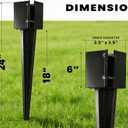 4 Pack 24'' Fence Post Anchor Ground Spike Metal Black Powder Coated 24 x 4 x 4 Inches Outer Diameter (Inner Diameter 3.5 x3.5 Inches)