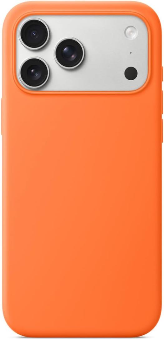 Magnetic Liquid Silicone Case for iPhone 17 Pro 6.3-Inch, Compatible with MagSafe slim Shockproof Cover with Camera Control Button & Anti-Scratch Lining for iPhone 17 Pro (2025 Release)(Orange)