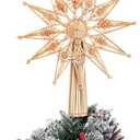 Christmas Straw Tree Topper Straw Star Ornaments 10‘'x 12‘' Scandinavian Snowflake Tree Topper Swedish Nordic Lightweight Deocr for Xmas Home Indoor Farm Decoration(Elegant)