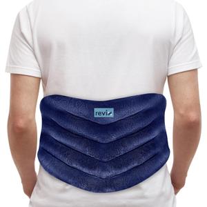 REVIX Microwavable Heating Pad for Back, Extra Large Microwave Heating Wrap for Waist, Stomach, and Shoulders, Moist Heat Therapy for Stress Relief, Adjustable, for Men and Women, Navy