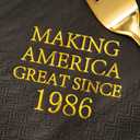 Crisky 40th Birthday Disposable Napkins Black and Gold Dessert Beverage Cocktail Cake Napkins 40th Birthday Decoration Party Supplies for Man, Vintage 1986, 50 Pack 4.9"x4.9" Folded