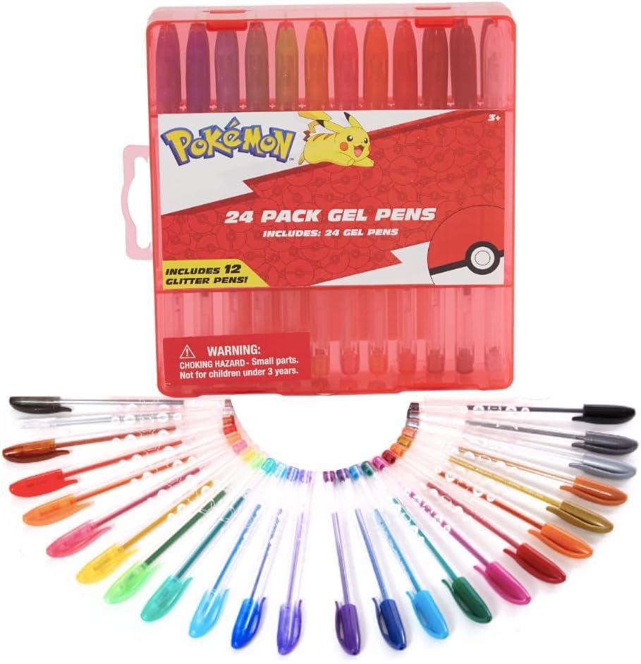 Innovative Designs Pokemon Gel Pens Set for Kids, 24 Pack with Glitter Gel Pens, Cute Pens for Girls and Boys