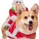 DELIFUR Santa Dog Costume Christmas Pet Clothes Santa Claus Riding Pet Cosplay Costumes Party Dressing up Dogs Cats Outfit for Small Medium Dogs (Medium)