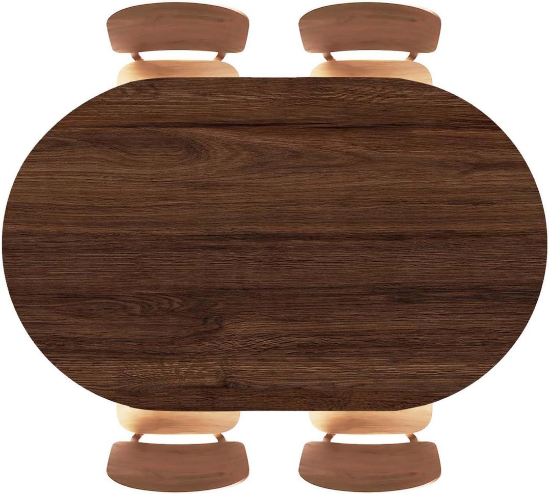 Oval Fitted Tablecloth Wood Grain Table Cover Cloth with Elastic Edge Brown Tablecloths for Indoor Dining Kitchen Outdoor Party Banquet Patio, Fit for 42 x 60 Inch Tables