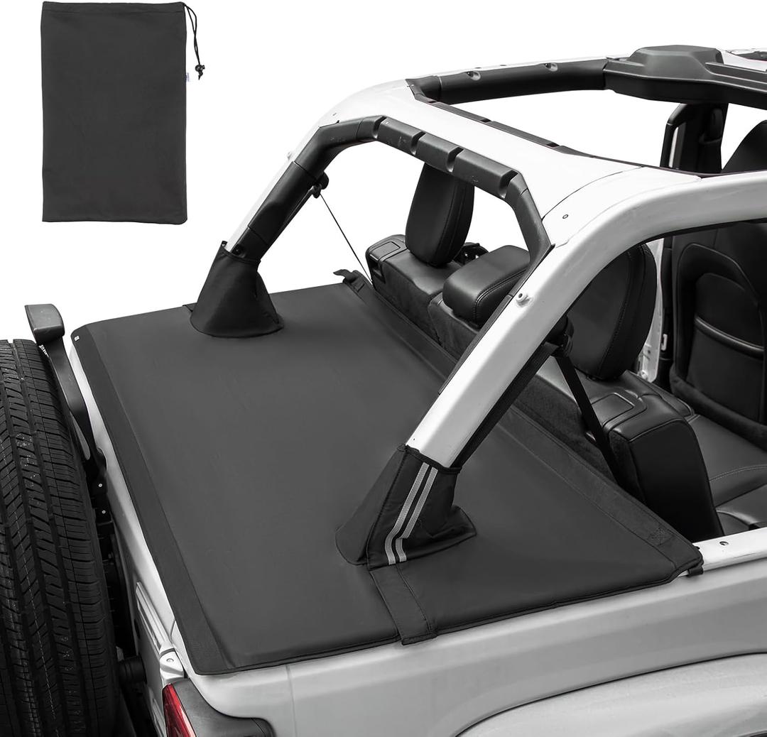 JOYTUTUS Tonneau Cover for Wrangler JLU 4 Door 2018-2026 | Trunk Cargo Cover with Suction Cups No Adhesive, Waterproof, UV & Dust Protection, Easy Install & Remove