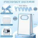 AmazingSpark 50 Pcs White Blue Mini Gift Bags Bulk 6.3 x 3.9 x 2.8 Inch Party Favors Elegant Small Gift Bags with Handles and Ribbon Bows for Wedding Birthday Bridal Baby Shower Party Favors