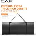 CAP 1" Extra Thick Yoga Mat, Exercise Mat with Strap, 71"L x 24"W x 1"Th, Black