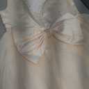 Flower Girl Dress Satin Tulle First Communion Dresses Wedding Party Gown Pearls with Bowknot, 9Y