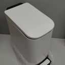 TIPGO Slim Bathroom Trash Can with Lid Soft Close, Step Pedal, 6 Liter / 1.6 Gallon Stainless Steel Trash Bin, Small Garbage Cans for Bedroom, Office, Kitchen (White)