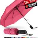 REPEL Windproof Travel Umbrella - Compact & Withstands Winds up to 85MPH , Strongest Premium Auto Folding Umbrella for Rain and Sun - Durable, Light & Portable for Women & Men , Fits Backpack & Cars