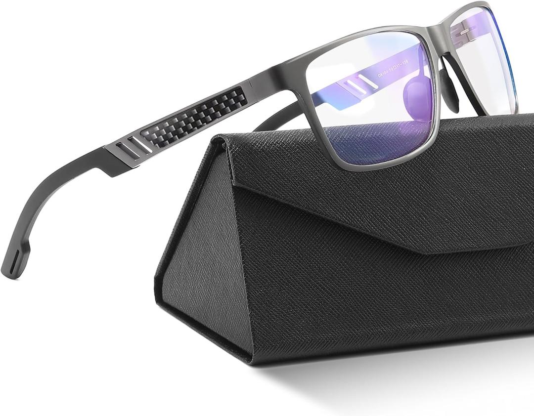 IBOANN Blue Light Glasses for Men - Lightweight Al-Mg Metal, Gaming Computer Blocking Glasses, Eye Protection Anti Eyestrain (Silver)
