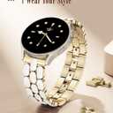 Wearlizer Metal Bracelet Compatible with Samsung Galaxy Watch 7 Band 6 5 4 Active 2 FE 40mm 44mm/Watch 6 4 Classic/5 Pro/3, 20mm Enamel Dressy Stainless Steel Strap for Samsung Watch Bands Women