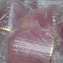 24 Pcs Wedding Pink Plastic Wine Glasses Ribbed Disposable Wine Glasses Unbreakable Stemless Champagne Whiskey Cups Cocktail Plastic Cups for Bridal Shower Engagement Party (12 oz,Gold rim)