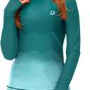 Deerose Womens Gradient Rash Guard UPF 50+ Swim Shirts Surfing Top with Thumb Hole, Blue, Large