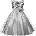 Acecharming Girls Dresses Sequin Flower Girls Party Dress Bridesmaid Ball Gown Wedding Tulle, Size 120