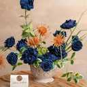 Ling's moment Artificial Flowers Fake Roses Faux Foam Peony Combo for DIY Wedding Bouquets Centerpieces Arrangements Bridal Shower Party Home Decorations, Navy Blue, 24pcs