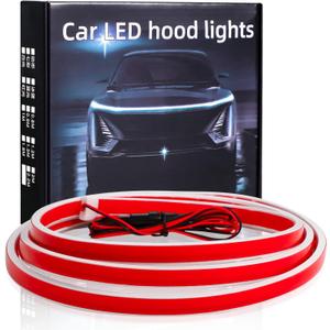 79 Inches Car Hood Light Strip,Dynamic Car LED Strip Light,Exterior Flexible Headlight Waterproof Daytime Running Light Strip for Cars,Trucks,SUVs(White Light)