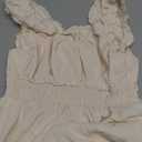 Women's 2025 Summer Boho Spaghetti Strap Square Neck Solid Color Ruffle A Line Beach Long Midi Dress S