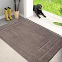 PURRUGS Dirt Trapping Door Mat 32" x 47", Non-Slip/Skid Machine Washable Entryway Rug, Dog Doormat, Super Absorbent Welcome Mat for Muddy Wet Shoes and Paws, Grayish Brown