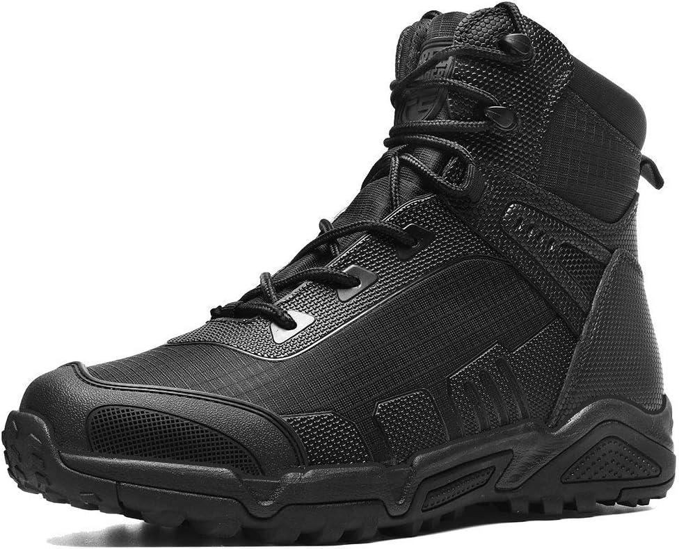 Men's Military Tactical Boots - Lightweight and Durable Work Boots for Outdoor, Combat, Jungle, Hiking, Backpacking (8, Black)