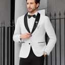 COOFANDY Men Tuxedo Jacket Slim Fit Blazer Suit Jacket Prom Dinner Party Wedding (White, M)