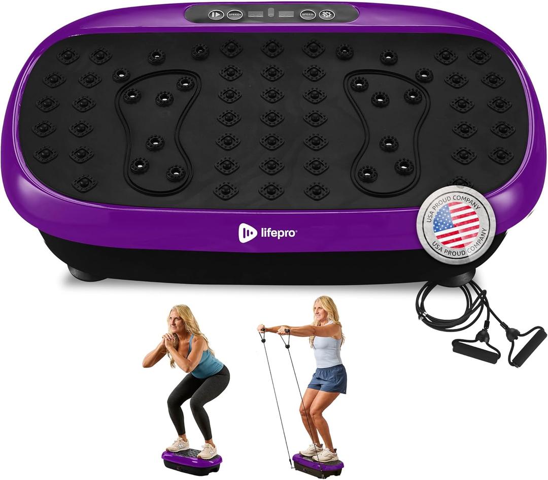 Lifepro Vibration Plate Exercise Machine with Magnetic Acupoints - Full Body Vibration Platform for Beginners and Recovery - Ideal Lymphatic Drainage Massager for Muscle Toning and Overall Fitness (Purple)