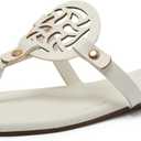 katliu Women's Flat Sandals Flip Flop Sandals Comfortable Dressy Thong Sandals (White, M)