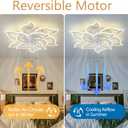 38" White Geometric Ceiling Fan with Light Remote Control, 3 Light Color 6 Speeds LED Flower Flush Mount Low Profile Ceiling Fan for Living Room