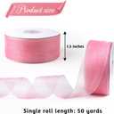 Pink Sheer Organza Ribbon 1-1/2 Inch x 100 Yards Clear Rose Pink Chiffon Tulle Ribbon for Gift Wrapping Christmas Tree Wedding Invitations Flower Bouquet Hair Bows Crafts