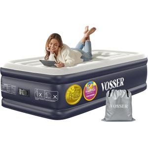 VOSSER Twin XL Air Mattress with Built in Pump Raised,80" Long,Upgraded 18''Inflatable Mattress,Self Inflatable Blow Up Mattress in 2 Mins,Twin Size Air Mattress with Carry Bag for Home,Camping