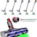 Upgraded 2 Brushes Vacuum Head Replacement for Dyson V7/V8/V10/V11/V15/SV10/SV11/SV12/SV14/SV15/SV22((Not for Slim) | Anti-Tangle Motorhead with LED Light | Quick-Release Cordless Vacuum Cleaner Head
