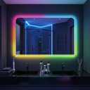 Antok LED Bathroom Mirror 60" L x 30" W, LED Mirror with Lights for Bathroom, Lighted Vanity Mirrors for Wall, Anti-Fog, Dimmable, Tempered Glass, Memory Function, 11 Colors, Safe Use, RGB Multicolor