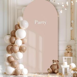 7.2FT Nude Arch Backdrop Cover - Spandex Fitted Wedding Arch Stand Covers Round Top Chiara Arch Backdrop Cover for Birthday Party Banquet Photo Background Decoration