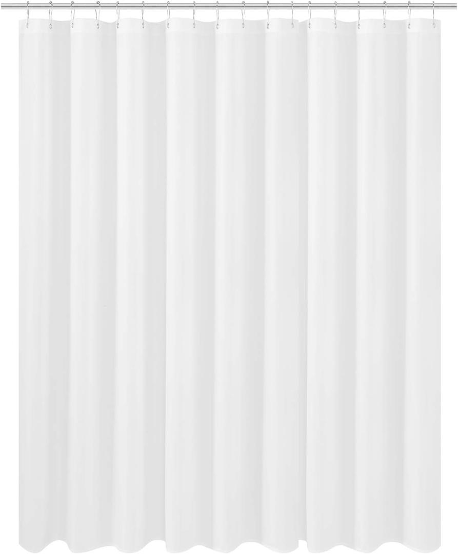 N&Y HOME Extra Wide Extra Long Fabric Shower Curtain Liner 108 x 84 inch, Hotel Quality, Washable, White Spa Bathroom Curtains with Grommets, 108x84