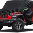 Migaven 6 Layers Car Cover Custom Fit for Jeep Wrangler 2 Door 1987-2025 JK JL CJ YJ TJ, Waterproof Full Exterior Cover Rain Sun Protection with Door Zipper & Inner Cotton (Black)