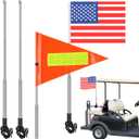 Hicarer 2 Set Reflective Golf Cart Flag Pole Kit Golf Cart Flag Holder Accessories Orange Safety Mount with Reflective Stripe Adjustable Height Flagpole Wheelchairs