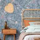 3 x Boho Floral Wallpaper Peel and Stick Leaf and Bird Contact Paper Blue and Pink Wallpaper for Cabinets Thickened and Waterproof Self Adhesive Removable Wallpaper for Bedroom Vinyl 17.378.7