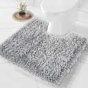 Yimobra Toilet Rugs U Shaped Washable, Extra Thick Soft Absorbent Chenille Contour Bathroom Rugs for Toilet 24x24 Inch, Quick Dry Non Slip Toilet Mat for Bath Floor, Light Grey